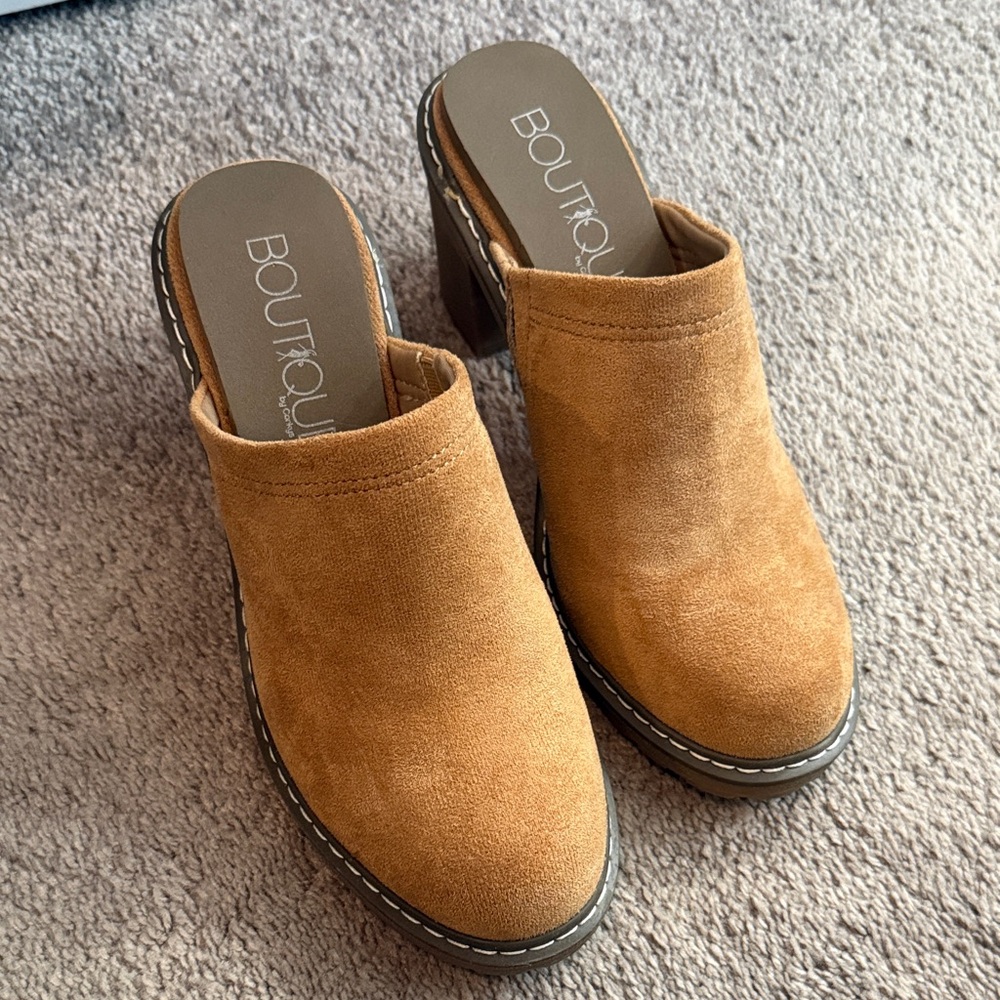 Tan Suede Mules for Women